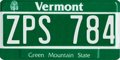 VT license plate ZPS784