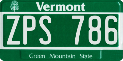 VT license plate ZPS786