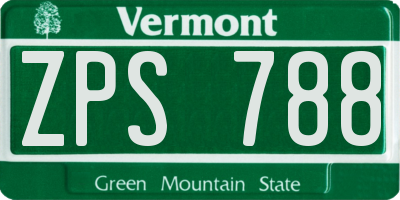 VT license plate ZPS788