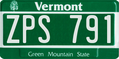 VT license plate ZPS791