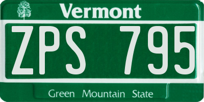 VT license plate ZPS795