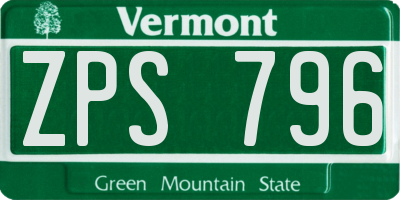 VT license plate ZPS796