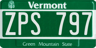 VT license plate ZPS797