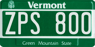 VT license plate ZPS800