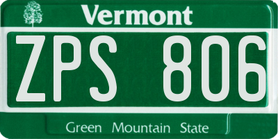 VT license plate ZPS806