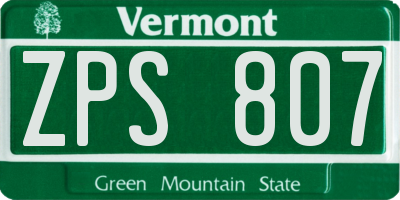 VT license plate ZPS807