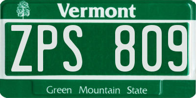 VT license plate ZPS809
