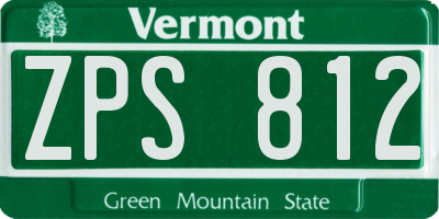 VT license plate ZPS812