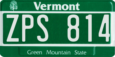 VT license plate ZPS814
