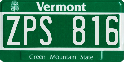 VT license plate ZPS816
