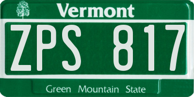 VT license plate ZPS817