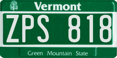 VT license plate ZPS818