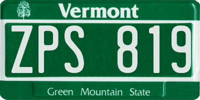 VT license plate ZPS819