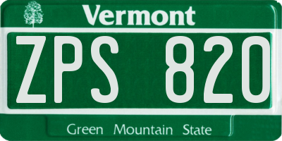 VT license plate ZPS820