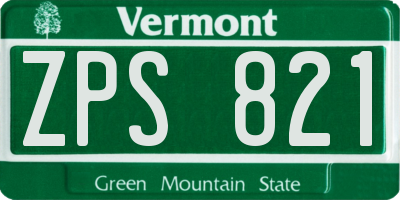 VT license plate ZPS821