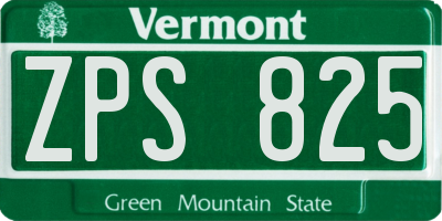 VT license plate ZPS825