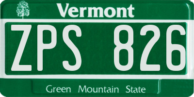 VT license plate ZPS826