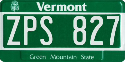 VT license plate ZPS827