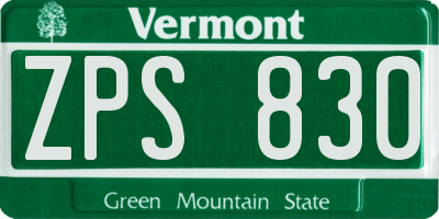 VT license plate ZPS830