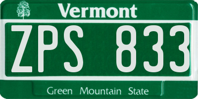 VT license plate ZPS833