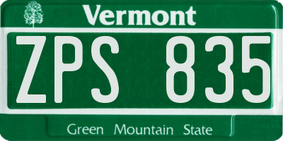 VT license plate ZPS835