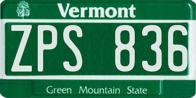 VT license plate ZPS836