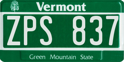 VT license plate ZPS837