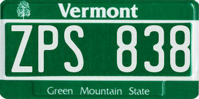 VT license plate ZPS838