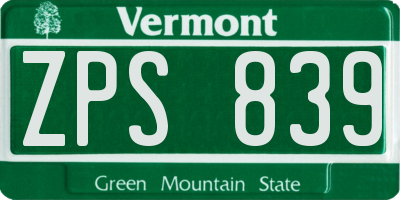 VT license plate ZPS839