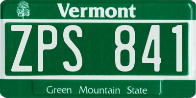 VT license plate ZPS841