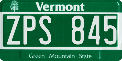 VT license plate ZPS845