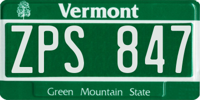 VT license plate ZPS847