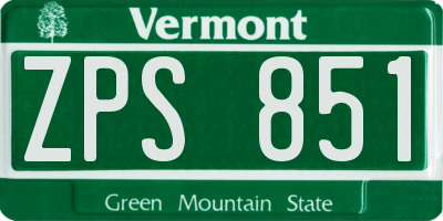 VT license plate ZPS851