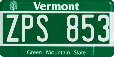 VT license plate ZPS853