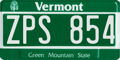 VT license plate ZPS854