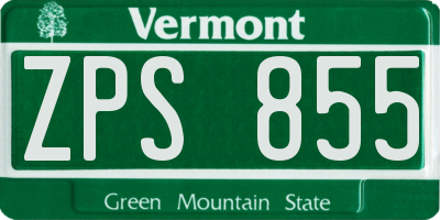 VT license plate ZPS855