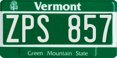 VT license plate ZPS857