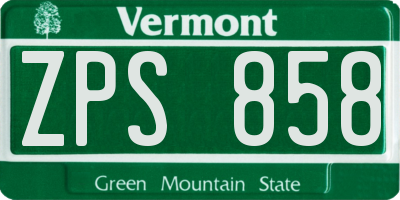 VT license plate ZPS858