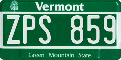VT license plate ZPS859