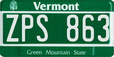 VT license plate ZPS863