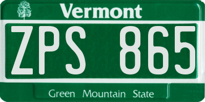 VT license plate ZPS865