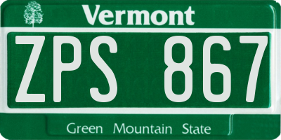 VT license plate ZPS867