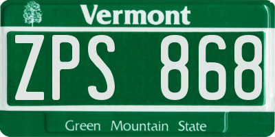 VT license plate ZPS868
