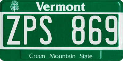 VT license plate ZPS869
