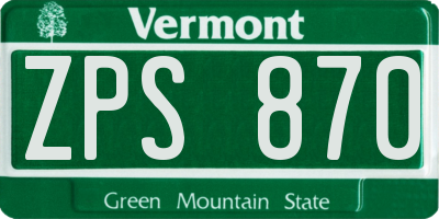 VT license plate ZPS870