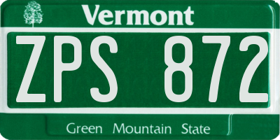 VT license plate ZPS872
