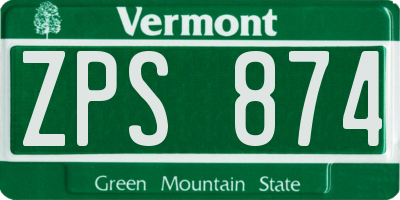 VT license plate ZPS874