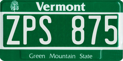 VT license plate ZPS875
