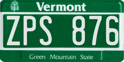 VT license plate ZPS876