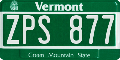 VT license plate ZPS877